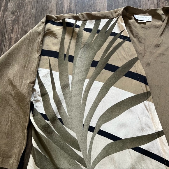 Genny Silk Multicolor Cardigan Wrap Tie Front Silky High Low Flowy Top Blouse 8 - Picture 13 of 16